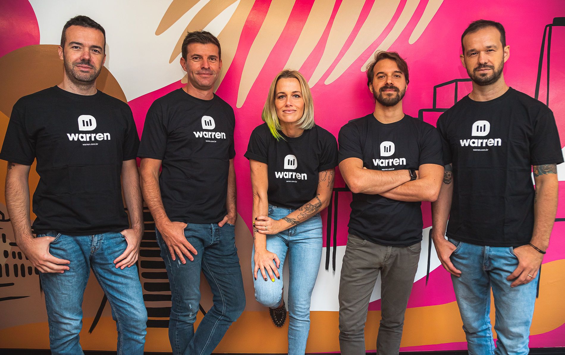 Sócios-fundadores da Warren: André Gusmão, Marcelo Maisonnave, Kelly Gusmão, Rodrigo Grundig e Tito Gusmão.